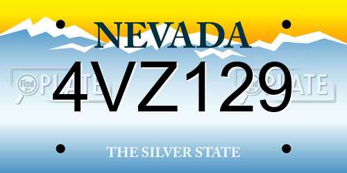 4VZ129 Nevada License Plate