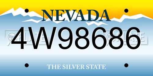 4W98686 Nevada License Plate