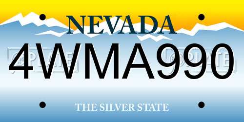 4WMA990 Nevada License Plate