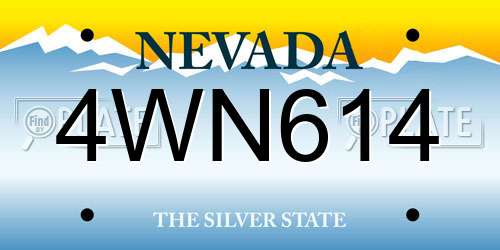 4WN614 Nevada License Plate
