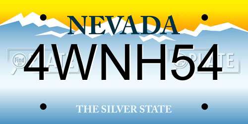 4WNH54 Nevada License Plate