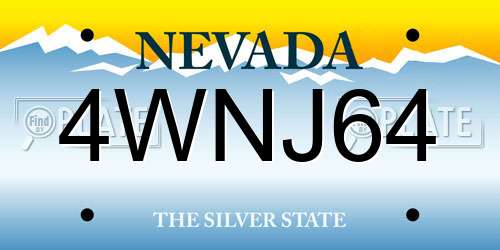 4WNJ64 Nevada License Plate