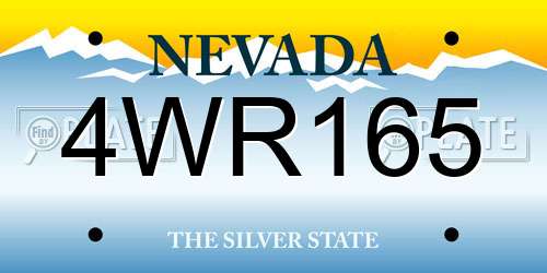 4WR165 Nevada License Plate