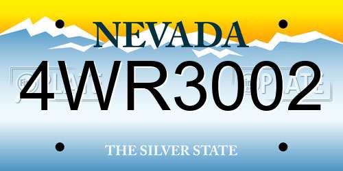4WR3002 Nevada License Plate