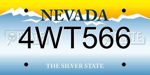 4WT566 Nevada License Plate