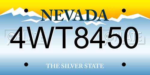 4WT8450 Nevada License Plate