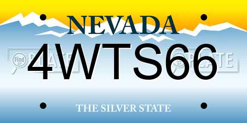 4WTS66 Nevada License Plate