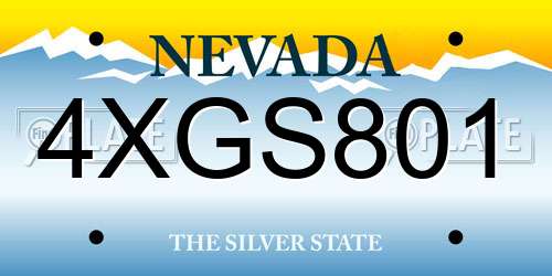 4XGS801 Nevada License Plate