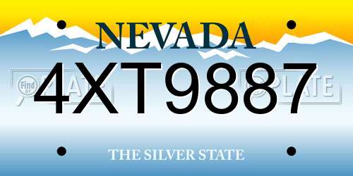 4XT9887 Nevada License Plate