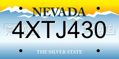 4XTJ430 Nevada License Plate