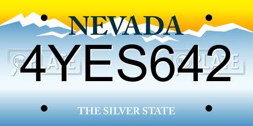 4YES642 Nevada License Plate