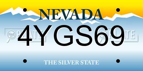 4YGS69 Nevada License Plate