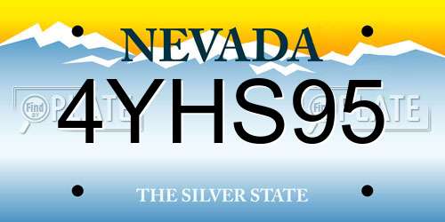 4YHS95 Nevada License Plate