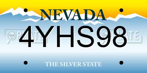 4YHS98 Nevada License Plate