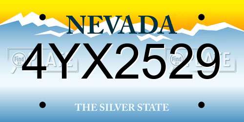 4YX2529 Nevada License Plate