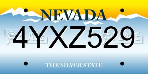 4YXZ529 Nevada License Plate