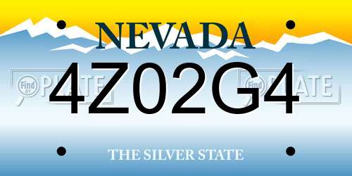 4Z02G4 Nevada License Plate