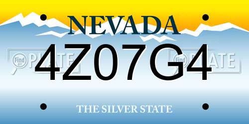4Z07G4 Nevada License Plate