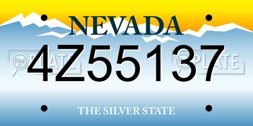4Z55137 Nevada License Plate
