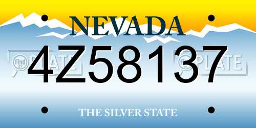 4Z58137 Nevada License Plate