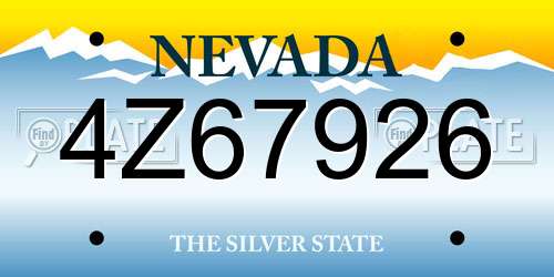 4Z67926 Nevada License Plate