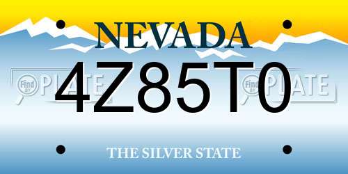 4Z85T0 Nevada License Plate