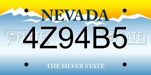 4Z94B5 Nevada License Plate
