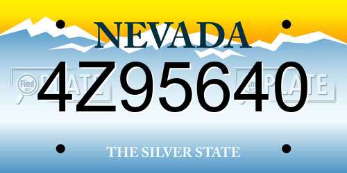4Z95640 Nevada License Plate
