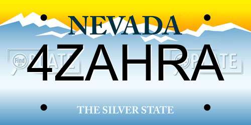 4ZAHRA Nevada License Plate