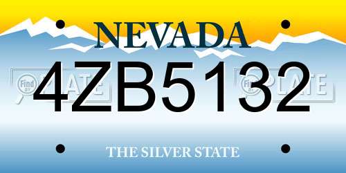 4ZB5132 Nevada License Plate
