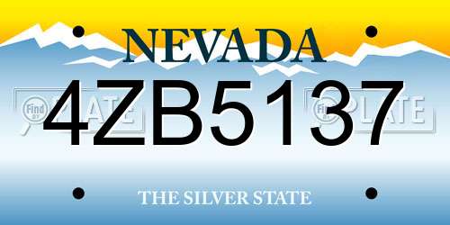 4ZB5137 Nevada License Plate