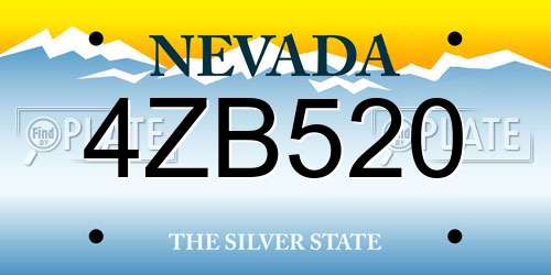 4ZB520 Nevada License Plate