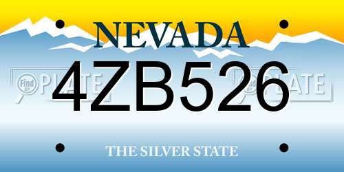 4ZB526 Nevada License Plate