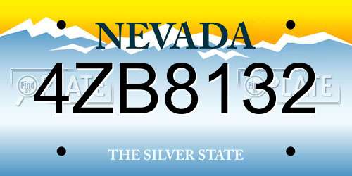 4ZB8132 Nevada License Plate