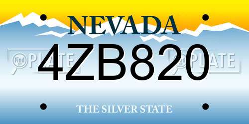 4ZB820 Nevada License Plate