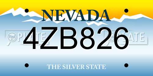 4ZB826 Nevada License Plate