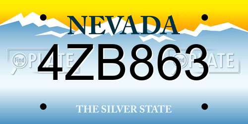 4ZB863 Nevada License Plate
