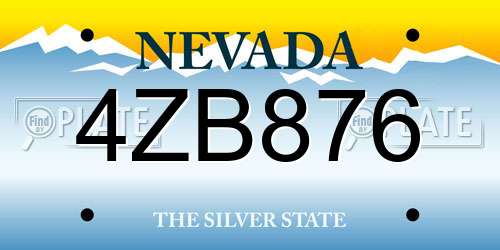 4ZB876 Nevada License Plate