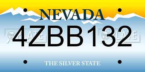 4ZBB132 Nevada License Plate