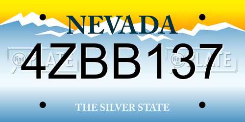 4ZBB137 Nevada License Plate