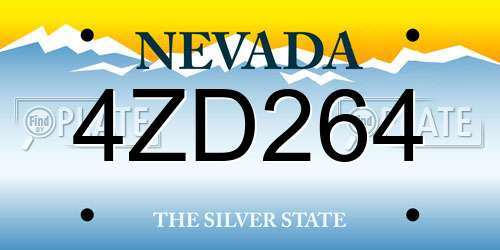 4ZD264 Nevada License Plate