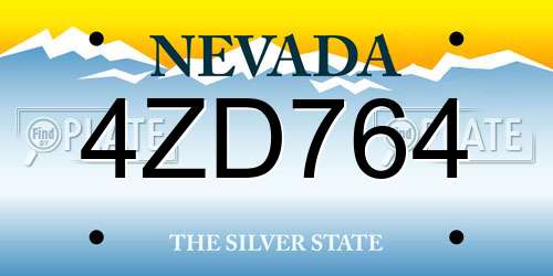 4ZD764 Nevada License Plate