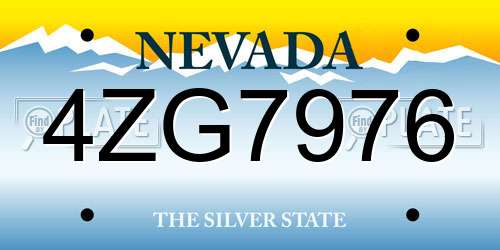 4ZG7976 Nevada License Plate
