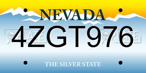 4ZGT976 Nevada License Plate