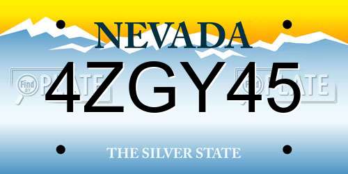 4ZGY45 Nevada License Plate