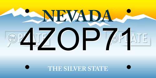 4ZOP71 Nevada License Plate