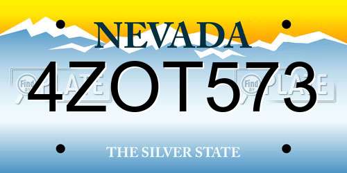 4ZOT573 Nevada License Plate