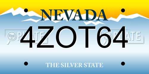 4ZOT64 Nevada License Plate