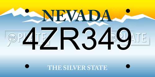 4ZR349 Nevada License Plate
