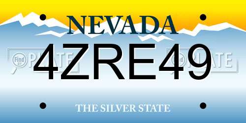 4ZRE49 Nevada License Plate